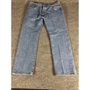 Levis 501 Original Fit Jeans Mens 38x30 Medium Wash Blue Straight Leg Button Fly